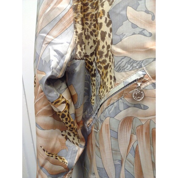 Damee NY Satin Jacket Cheetah Long Sleeve Zip-Up Collared Art To Wear Size M - Picture 5 of 12